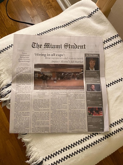 Front page of the March 10th, 2022 issue of The Miami Student